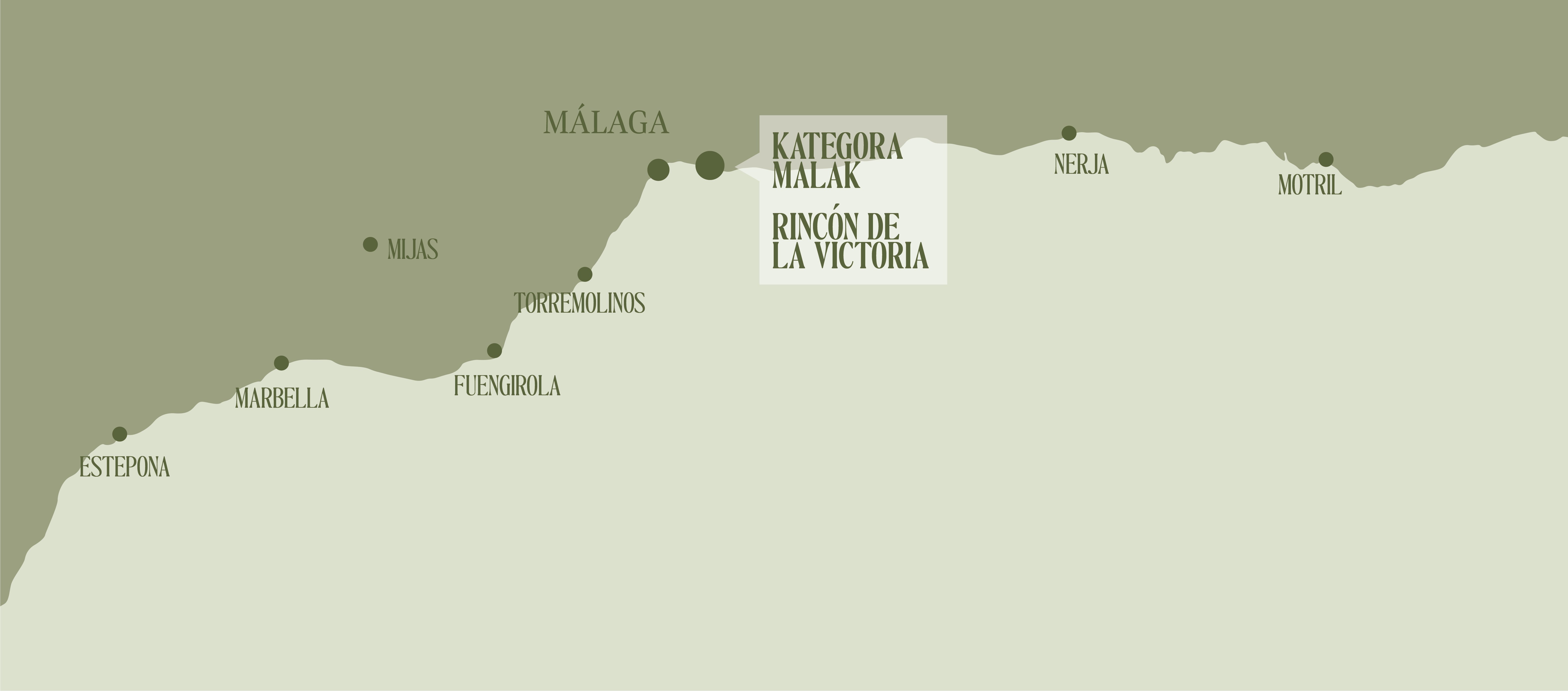 Mapa de la Costa del Sol con Kategora Malak en Rincón de la Victoria, junto a Málaga